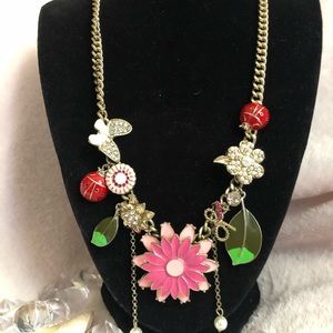 Vintage Betsey Johnson Painted Flowers Necklace